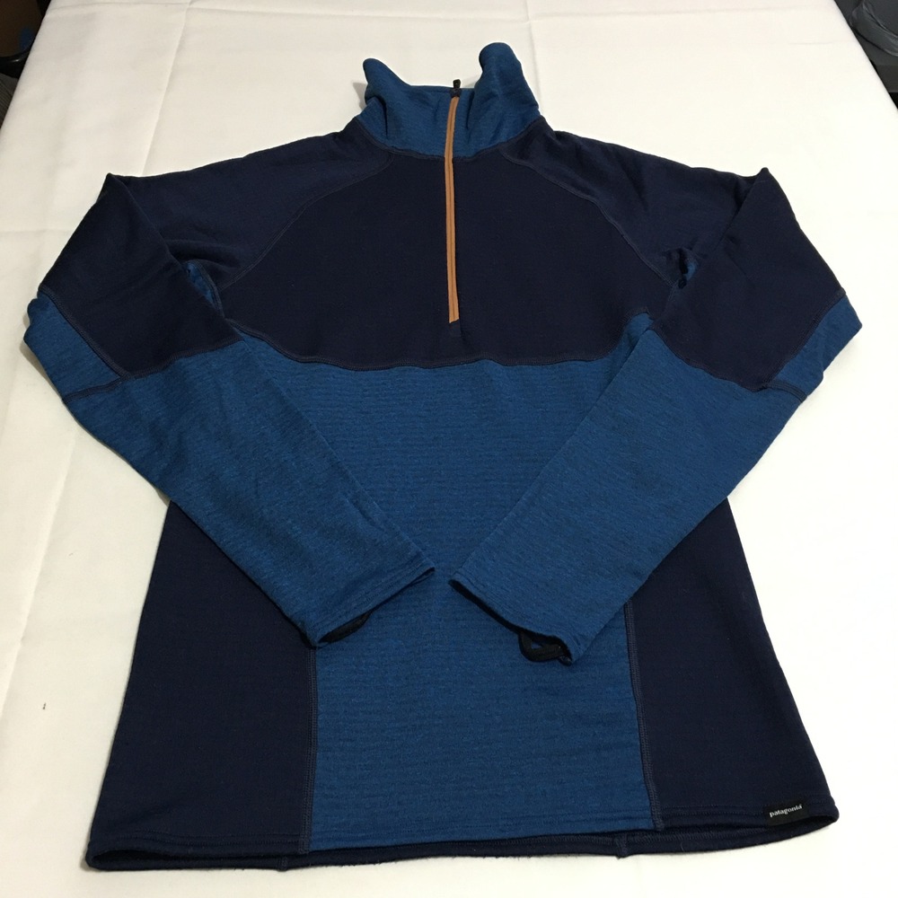 Patagonia Capilene 4 Expedition Weight Polartec Pullover Mens Small Blue 1/4 Zip